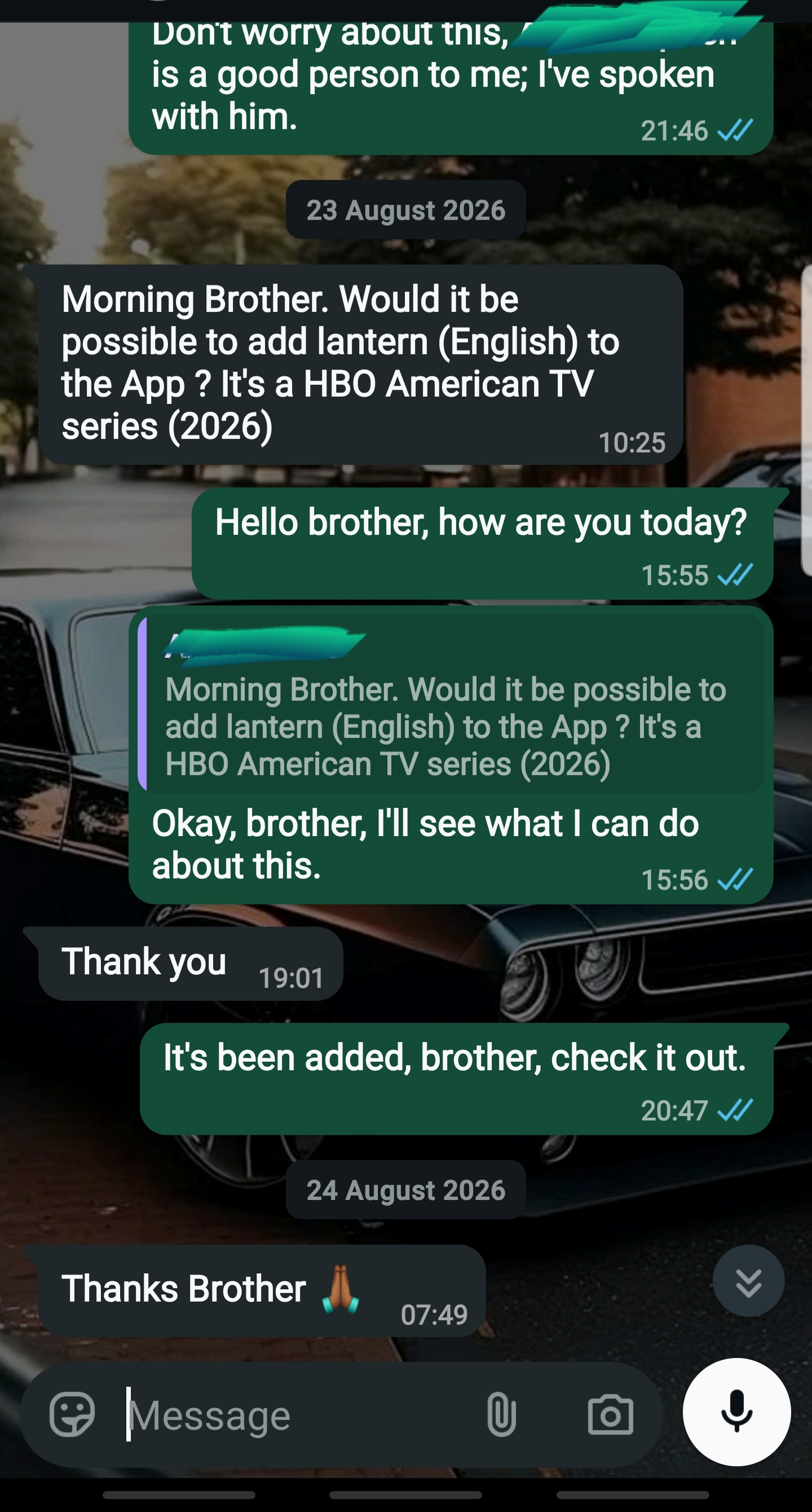 WhatsApp review screenshot praising StreamMax channel lineup